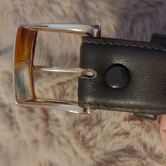 Men's Brown & Gold Leather Belt 32 - Picture 3 of 8